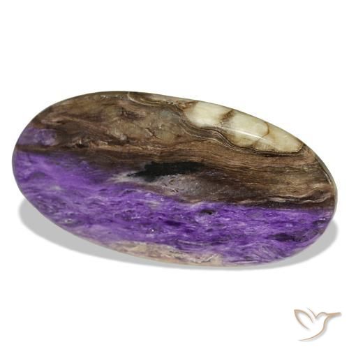 Charoíta violeta natural 26,14ct, corte oval, opaco