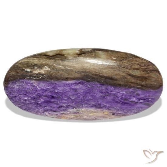 Charoíta violeta natural 46,40ct, corte oval, opaco