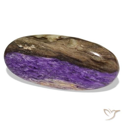 Charoíta violeta natural 46,40ct, corte oval, opaco