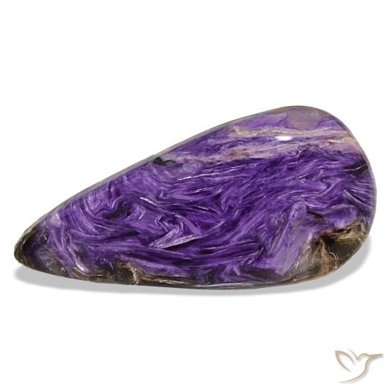 Charoíta violeta natural 19,48ct, formato de pêra, opaco