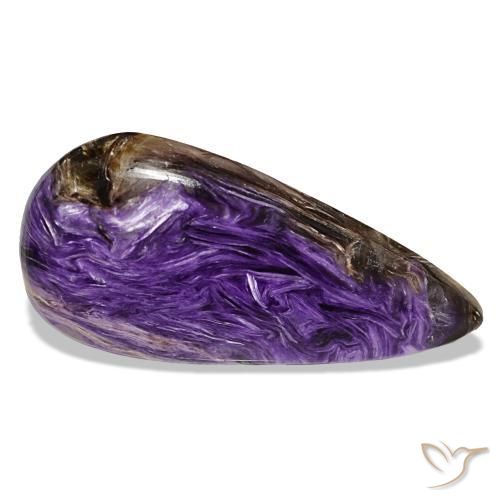Charoíta violeta natural 19,48ct, formato de pêra, opaco