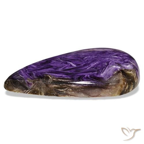 Charoíta violeta natural 19,48ct, formato de pêra, opaco
