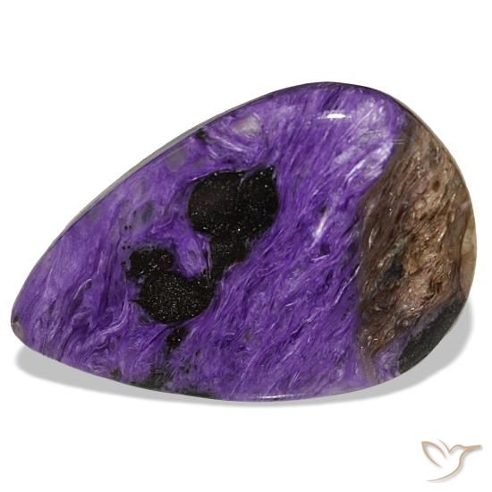 34.66ct violeta charoíta, formato de pêra, opaco