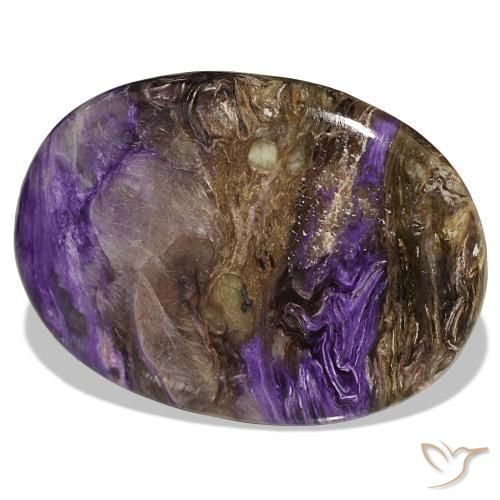 Charoíta violeta natural 51,30ct, corte oval, opaco