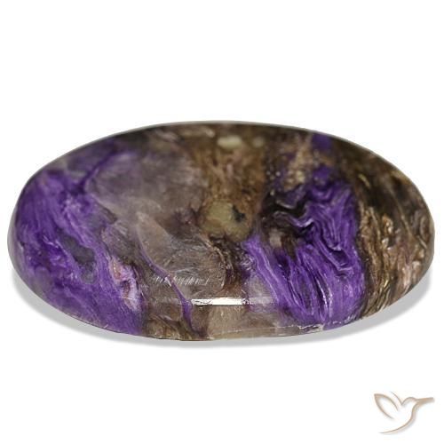 Charoíta violeta natural 51,30ct, corte oval, opaco