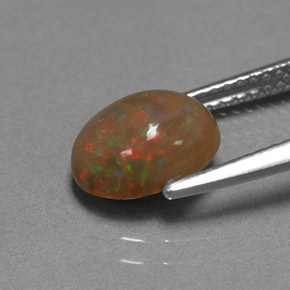 Opala chocolate multicolorido natural 1,42ct, corte oval, opaco