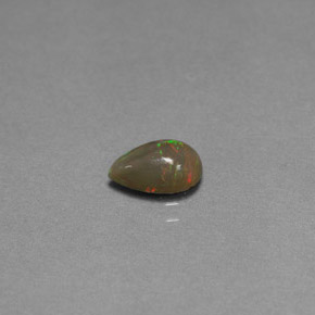 Opala chocolate multicolorido natural 0,61ct, formato de pêra, opaco