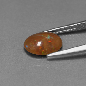 Opala chocolate multicolorido natural 0,83ct, corte oval, opaco
