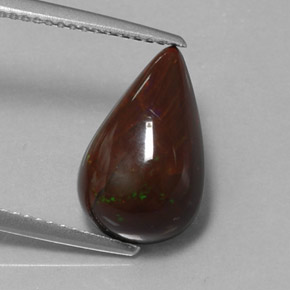 Opala chocolate marrom natural 3,83ct, formato de pêra, opaco