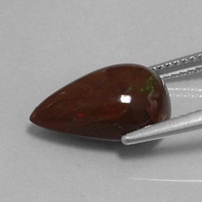 Opala chocolate marrom natural 3,83ct, formato de pêra, opaco