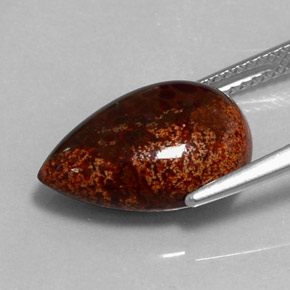 Opala de Chocolate Multicolorido Natural 5.15ct, Formato de pêra, Opaco