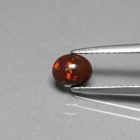 Opala de Chocolate Multicolorido Natural 0.43ct, Corte Oval, Opaco