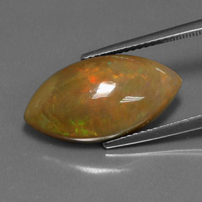 Opala chocolate multicolorido natural 5,99ct, marquise, opaco