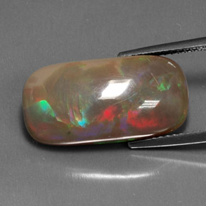 Opala chocolate multicolorido natural 6,36ct, almofada cortada, opaco
