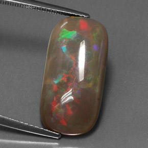 Opala chocolate multicolorido natural 6,36ct, almofada cortada, opaco