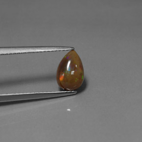 Opala chocolate multicolorido natural 0,92ct, formato de pêra, opaco