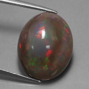 Opala chocolate multicolorido natural 8,40ct, corte oval, opaco