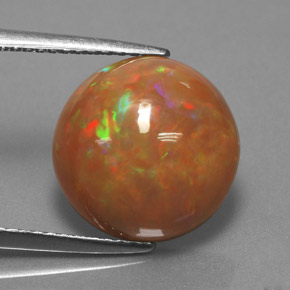 Opala chocolate multicolorido natural 4,33ct, corte redondo, opaco