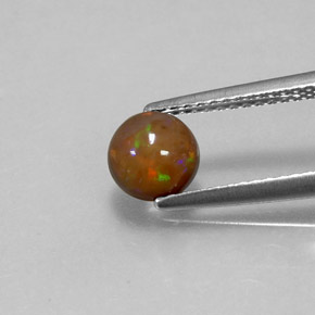 Opala de Chocolate Multicolorido Natural 0.60ct, Corte Redondo, Translúcido