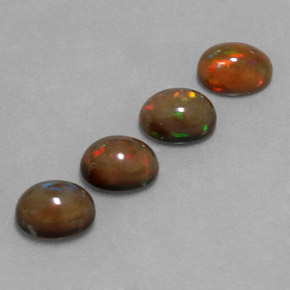 Pedras preciosas de opala chocolate multicolorido natural de 4,20 ct, corte oval, translúcido