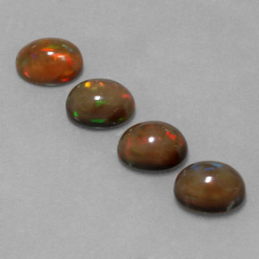 Pedras preciosas de opala chocolate multicolorido natural de 4,20 ct, corte oval, translúcido