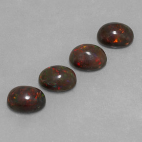 Pedras preciosas de opala chocolate multicolorido natural de 3,23 ct, corte oval, translúcido