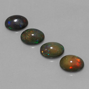 Pedras preciosas de opala chocolate multicolorido natural de 3,00 ct, corte oval, translúcido