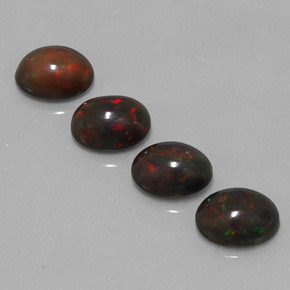Pedras preciosas de opala chocolate multicolorido natural de 3,46 ct, corte oval, translúcido