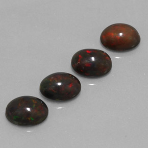 Pedras preciosas de opala chocolate multicolorido natural de 3,46 ct, corte oval, translúcido