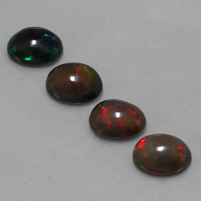 Pedras preciosas de opala chocolate multicolorido natural de 3,57 ct, corte oval, translúcido