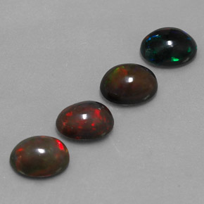 Pedras preciosas de opala chocolate multicolorido natural de 3,57 ct, corte oval, translúcido