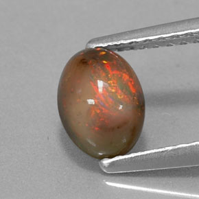 Opala chocolate multicolorido natural 0,69ct, corte oval, translúcido