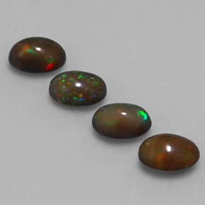 Pedras preciosas de opala chocolate multicolorido natural de 2,14 ct, corte oval, translúcido