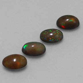 Pedras preciosas de opala chocolate multicolorido natural de 2,14 ct, corte oval, translúcido