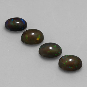 Pedras preciosas de opala chocolate multicolorido natural de 2,39 ct, corte oval, translúcido