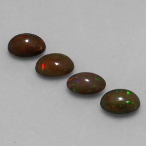 Pedras preciosas de opala chocolate multicolorido natural de 1,88 ct, corte oval, translúcido