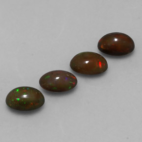 Pedras preciosas de opala chocolate multicolorido natural de 1,88 ct, corte oval, translúcido