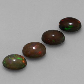 Pedras preciosas de opala chocolate multicolorido natural de 2,29 ct, corte oval, translúcido