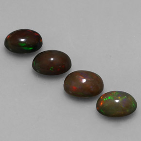Pedras preciosas de opala chocolate multicolorido natural de 2,29 ct, corte oval, translúcido