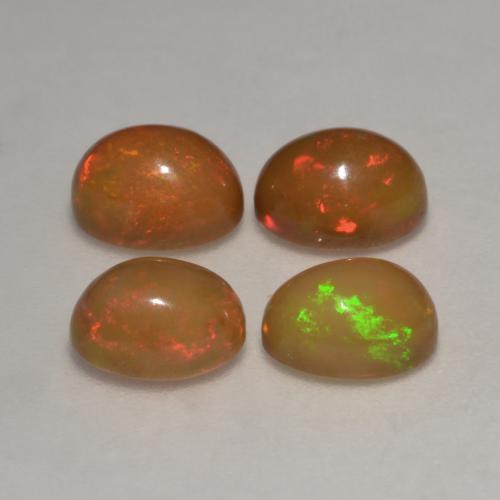 Pedras preciosas de opala chocolate multicolorido natural de 2,83 ct, corte oval, translúcido