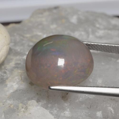 Opala chocolate multicolorido natural 11,31ct, corte redondo, opaco