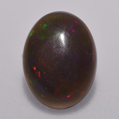 Opala chocolate multicolorido natural 0,67ct, corte oval, translúcido