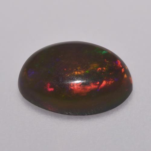 Opala chocolate multicolorido natural 0,67ct, corte oval, translúcido