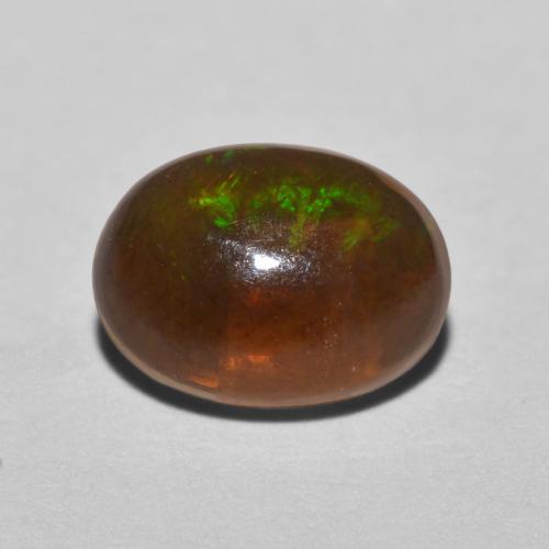 Opala chocolate multicolorido natural 0,57ct, corte oval, translúcido