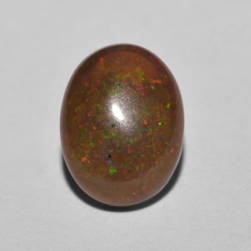 Opala chocolate multicolorido natural 0,85ct, corte oval, translúcido