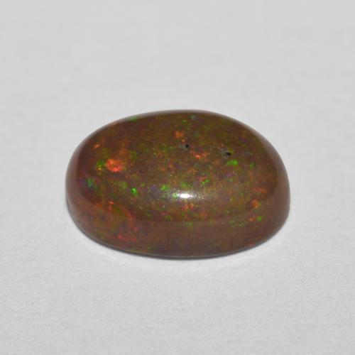 Opala chocolate multicolorido natural 0,85ct, corte oval, translúcido