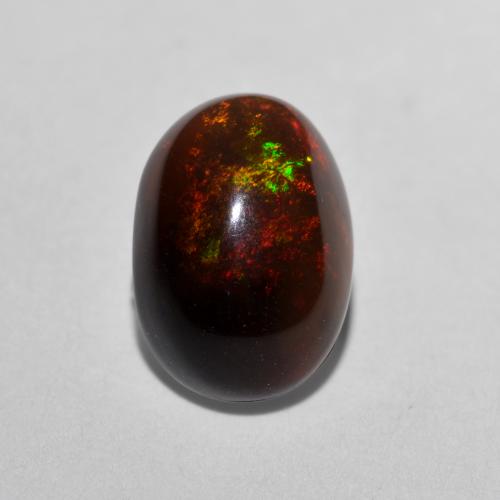 Opala chocolate multicolorido natural 1,27ct, corte oval, translúcido