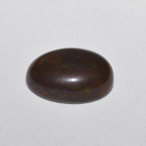 Opala chocolate multicolorido natural 0,52ct, corte oval, translúcido