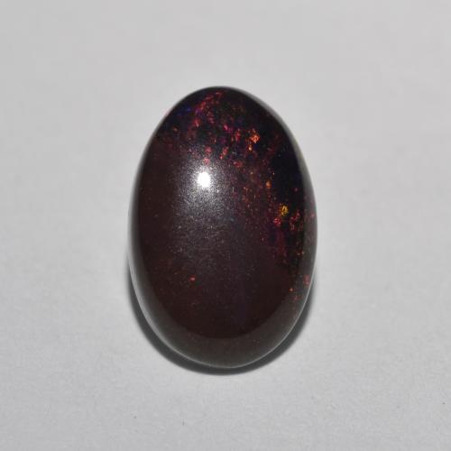 Opala chocolate multicolorido natural 0,80ct, corte oval, translúcido