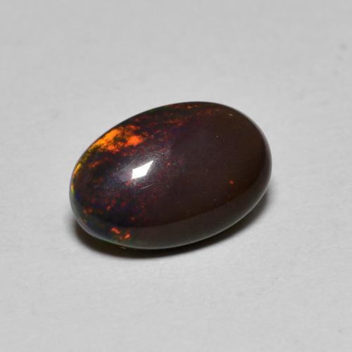 Opala chocolate multicolorido natural 0,80ct, corte oval, translúcido